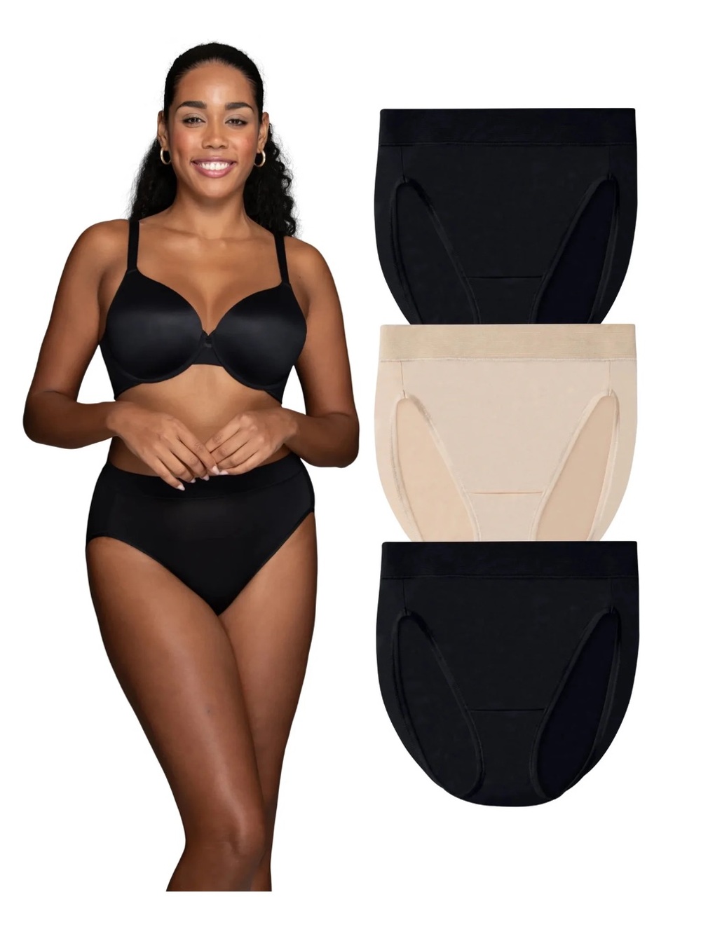 3-Pack Vanity Fair Radiant Collection Hi-Cut Brief Underwear Women's Size MEDIUM